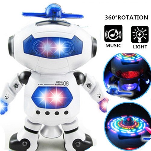 Intelligente 360 Rotatie Dans Robot Musical Licht Wandelen Elektronische Speelgoed Robot Kerst Speelgoed Voor Kinderen