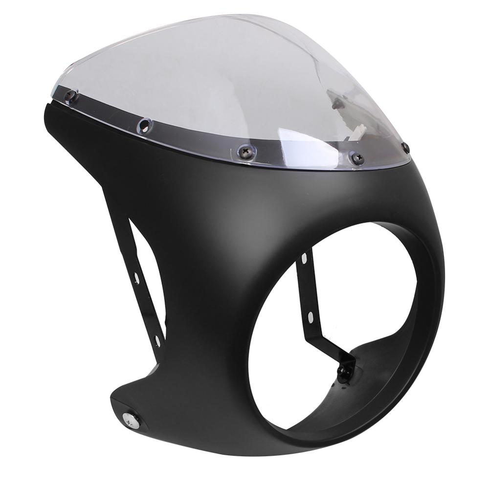 Motorcykel universal cafe racer 7 tommer forlygte styret kåbe forrude sæt til harley sportster bobber touring honda: Mat sort-klar