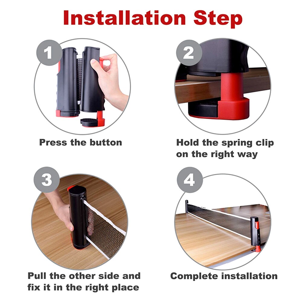 Portable Table Tennis Net Anywhere Retractable Ping Pong Post Net Rack For Any Table Adjustable Table Tennis Rack
