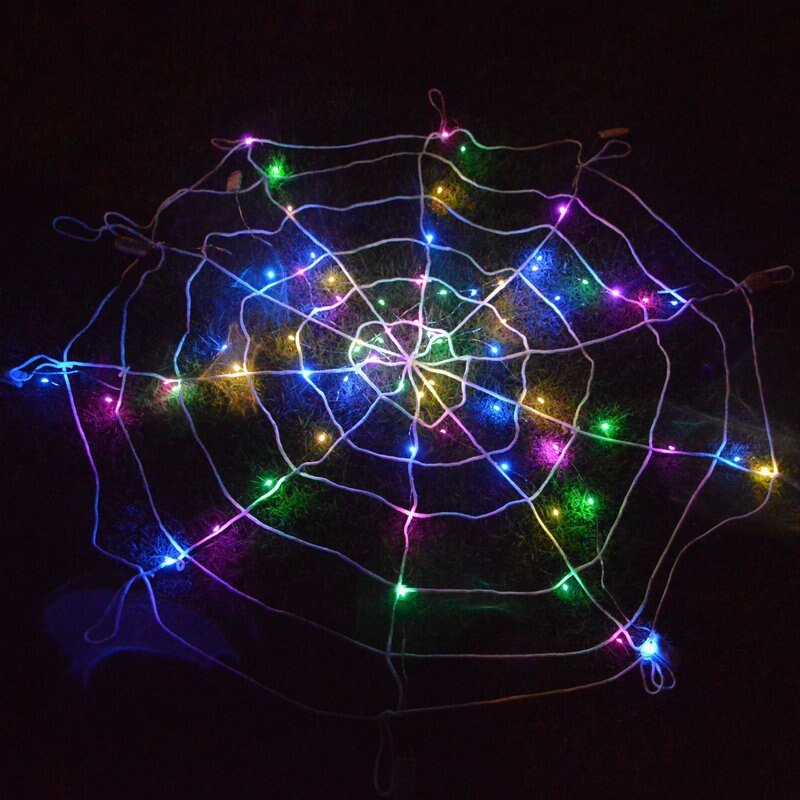 Light up Halloween Cobweb Prop LED Halloween Spider Web Glowing Lights Halloween Party DIY Haunted House Decorations
