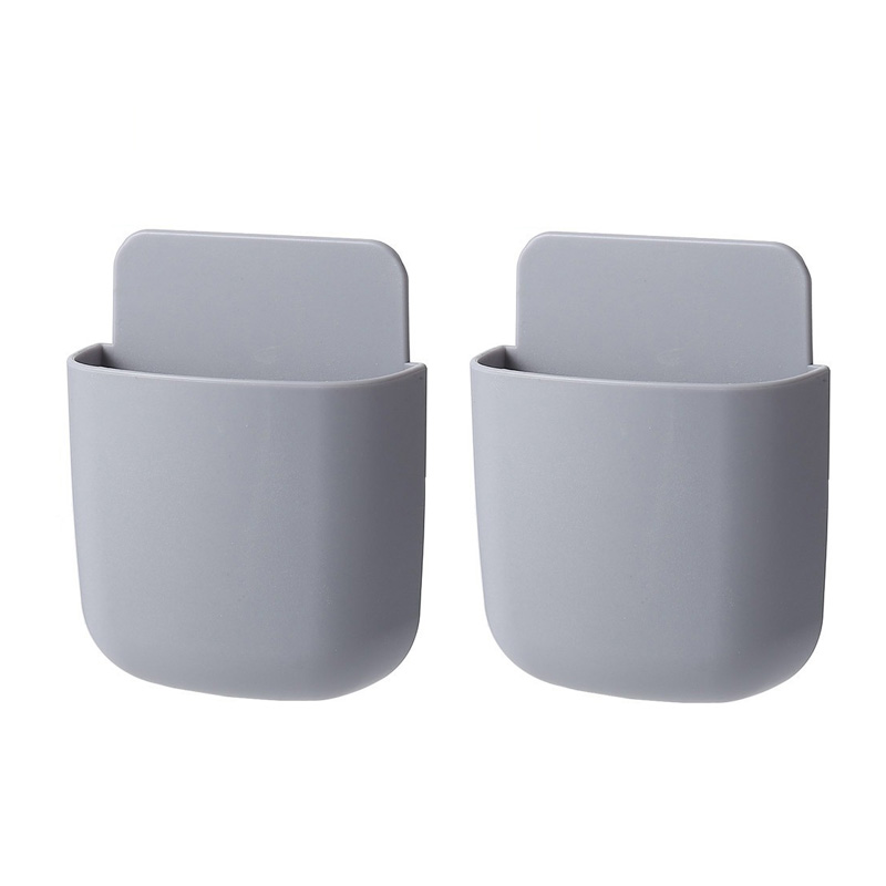 Caja de almacenamiento montada en la pared, soporte para enchufe de teléfono móvil, estante, organizador de almacenamiento con Control remoto, estuche para aire acondicionado y TV: Castaño