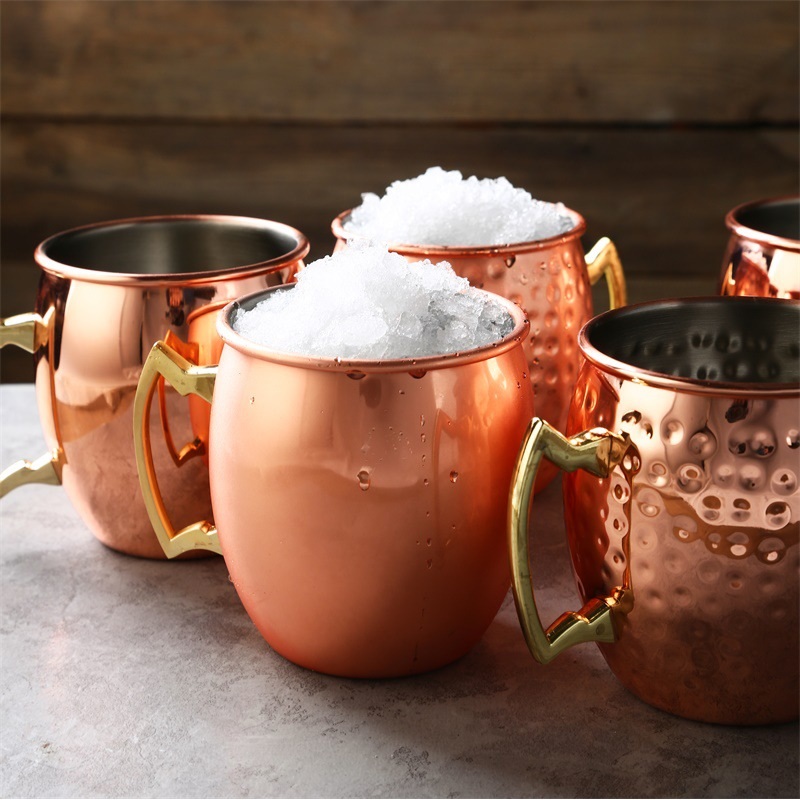 Gehämmert Kupfer Überzogene Moscow Mule Becher 550ml Bier Tasse Kaffee Tasse Becher Kupfer Überzogene Canecas Becher Reise Becher