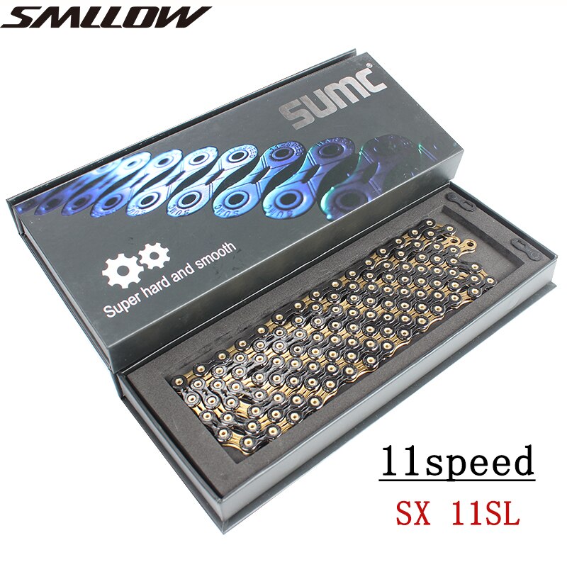 SUMC Bike Chain SX11EL for M7000 M8000 11 22 33 Speed MTB Mountain Road Bicycle Chain Titanium Golden Silver Color MissingLink