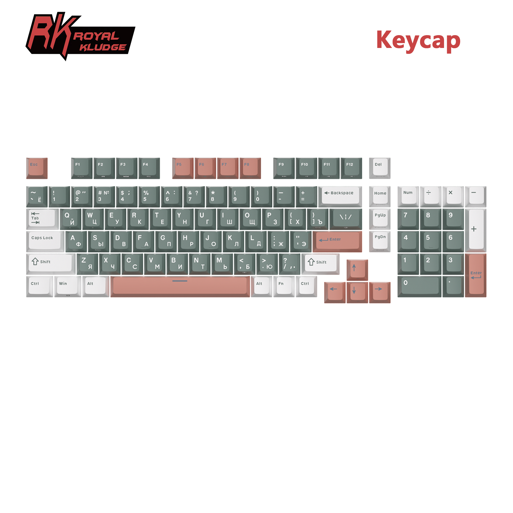 RK ROYAL KLUDGE PBT Colorblock Keycaps 98 Keys English Russian PBT Material Sublimation Suitable for Mechanical Gaming Keyboard