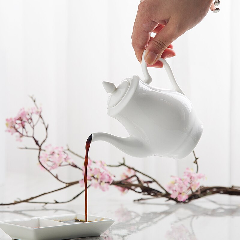 Bouteilles en porcelaine blanc clair d'huile vinaigre | Petit distributeur d'huile en céramique, bouteille d'huile d'olive créative, distributeur de sauce bbq