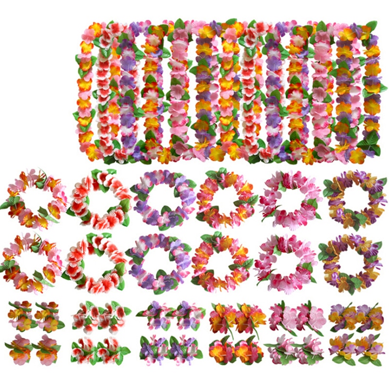 4 stk/sæt fancy kjole kunstig hawaiiansk blomst leis guirlande halskæde fest hawaii strand sjove blomster gør-det-selv fest dekoration