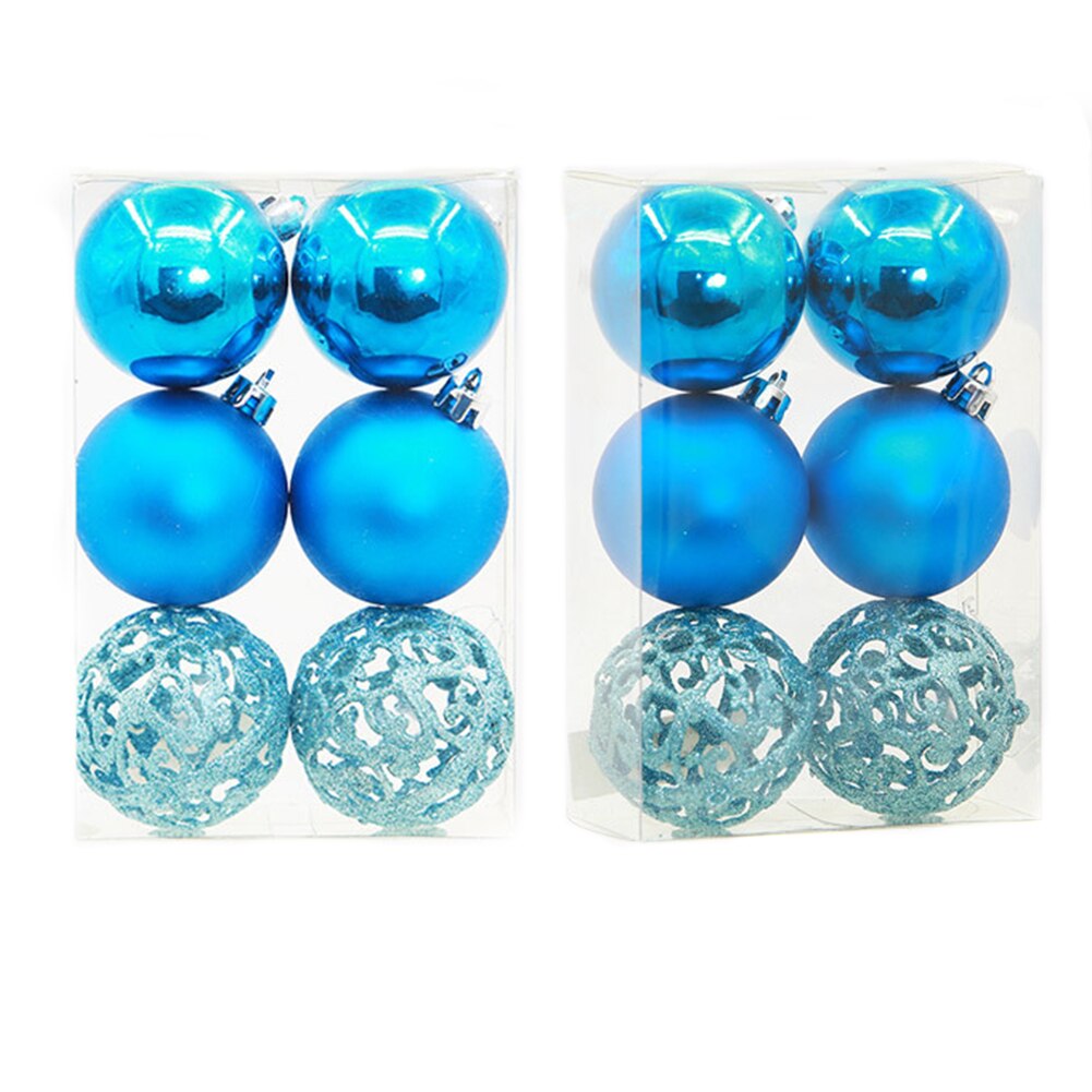 6 stuks onbreekbare kerstbaldecoratie balfeest thuis kerstboomversiering: Blauw