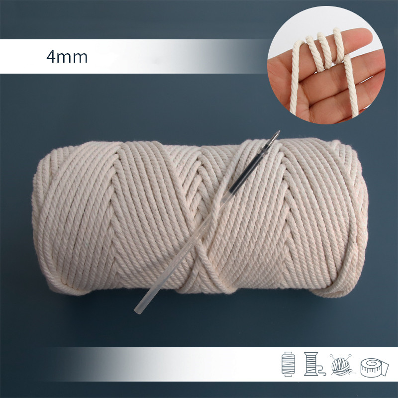 Corde de dentelle en coton naturel torsadé à la main, 1/2/3/4/5/6/8/10mm, tissage artisanal pour faire des cintres à plantes, décoration murale: 4mm 10meter