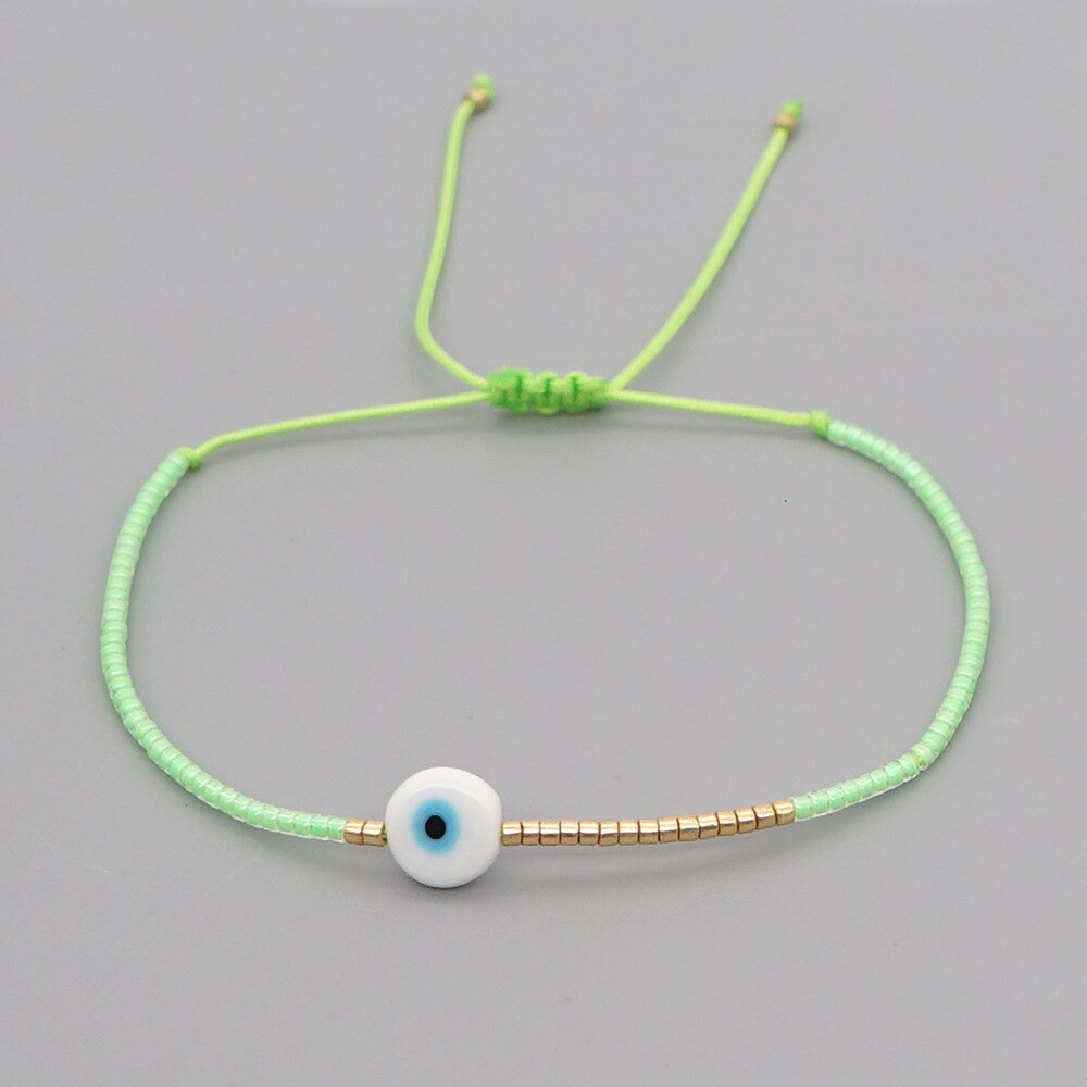 Bransoletka z greckim oczkiem bransoletka z tureckim nazarem String proste bransoletki dla kobiet mężczyzn koraliki Miyuki biżuteria Pulsera mal de ojo: R