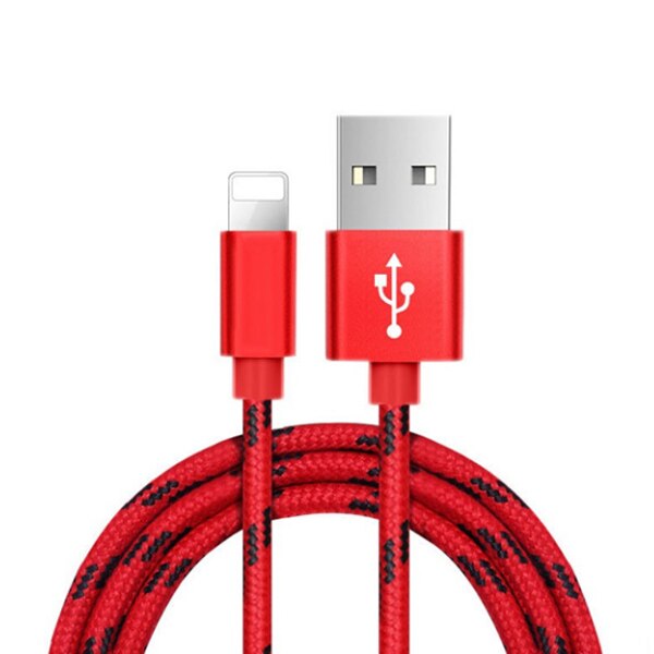 Linha de Carga Cabo de Dados USB para o IPhone Da Apple X 7 6 8 5S 6 S XS Mais MAX XR para mini IPad 8 Pin Rápido Carregamento De Sincronização Cabos de Fio 1 M: Vermelho