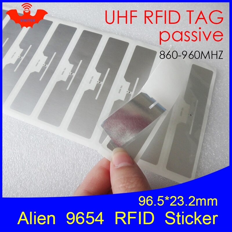 Uhf rfid tag klistermærke alien 9654 wet inlay 915 mhz 900 868 mhz 860-960 mhz higgs 3 epcc 1 g 2 6c smart klæbende passive rfid tags label
