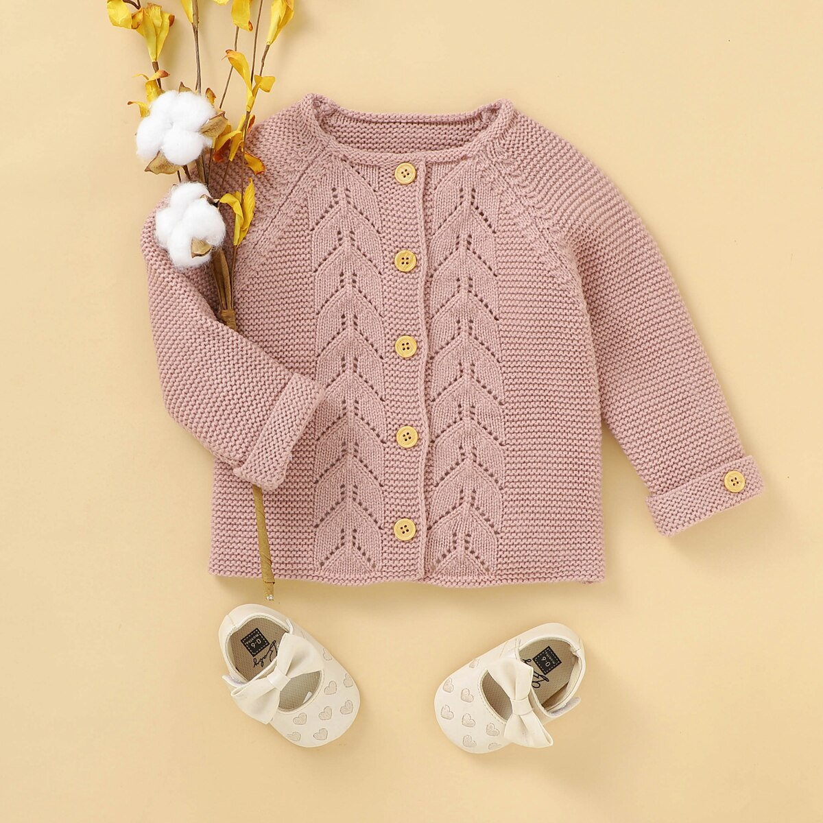 Ma &amp; bebê 0-18m outono inverno recém-nascidos do bebê meninas casacos de malha macia manga longa malha cardigan da criança roupas da menina