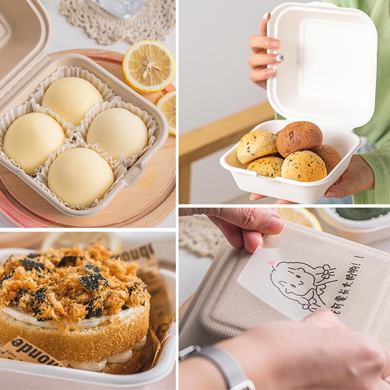 1Pc Wegwerp Bento Lunchbox Bakken Cak Voedsel Containers Dessert Milieubescherming Snack Dozen Microwavable Lunchbox