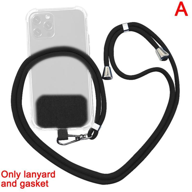 Universal Phone Lanyard Adjustable Mobile Phone Strap Patch Security Tether Phone Lanyard Anti-lost Anti-fall Neck Strap Lanyard: black