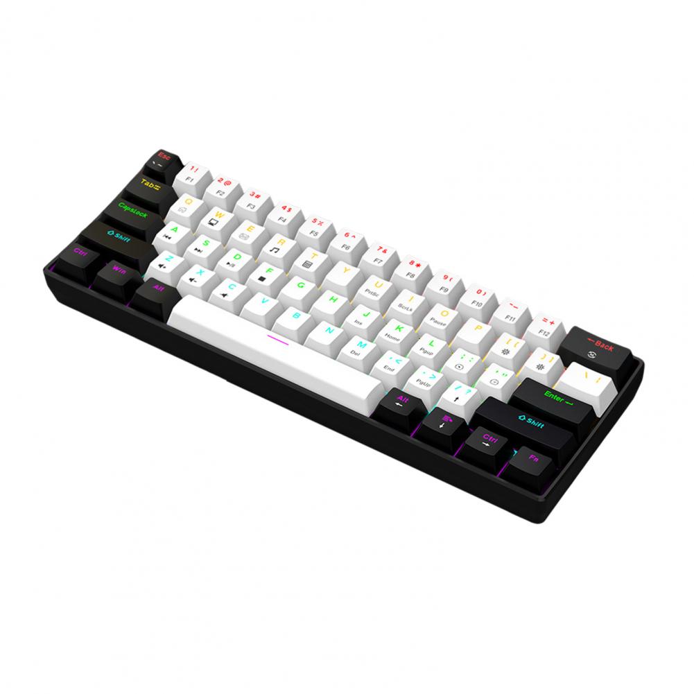 Rgb mekaniskt speltangentbord med kompakt design för bärbar dator, trådbundet, 61 kontorstangentbord med ergonomiskt utseende: Röd