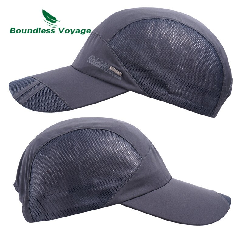 Grenzeloze Voyage Sneldrogende Sport Hoed Lichtgewicht Ademend Zacht Outdoor Run Cap Waterdichte Hoofddeksels BVH06: dark gray