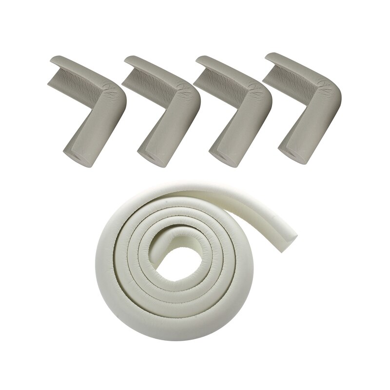 4Pcs Desk Table Edge Cover Guard Corner Protector Cushion Gray with Childproof Edge Corner Guard Cushion 2M (White): Default Title
