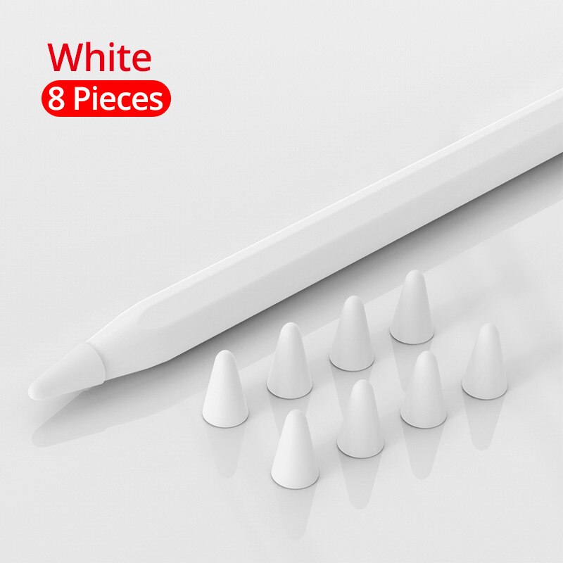 PZOZ 8szt Futerał Ochronny Silikonowy do Apple Pencil 1 & 2 - Pokrowiec na Rysik: Biały
