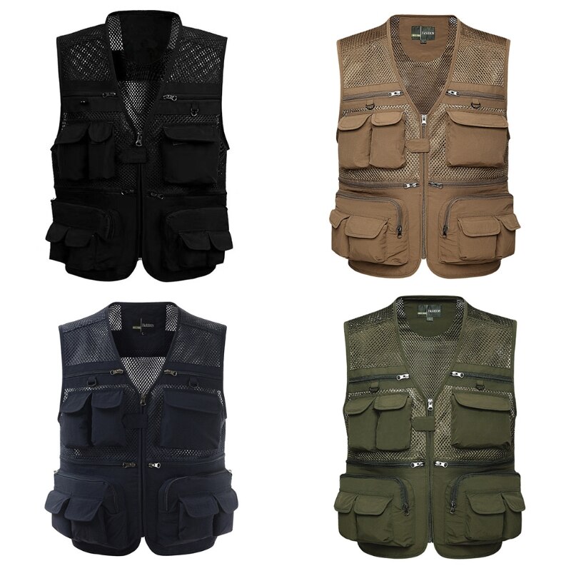 Męska siatkowa kamizelka dla fotografa multi-kieszeń przenośna, oddychająca kamizelka ochronna