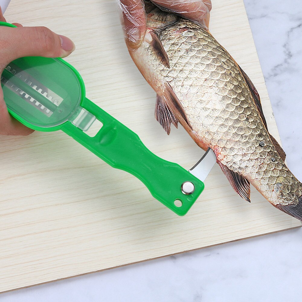 Práctico removedor de escamas de pescado rascador mata peces con cuchillo pelador rascador de pescado herramienta de limpieza con tapa accesorios de cocina #38
