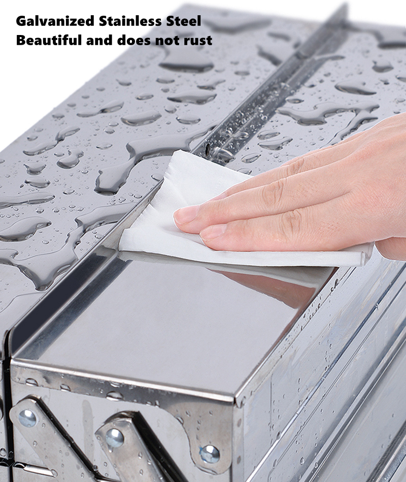 Upgrade Stainless Steel Tools Box Complete Toolbox Metal Side-opening Double-handle Storage Folding Tool Storage