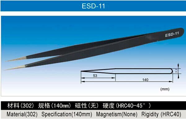 Esd Antistatische Pincet, Plastic En Roestvrij Staal Pincet Esd Reparatie Tools, Esd Presicion Pincet
