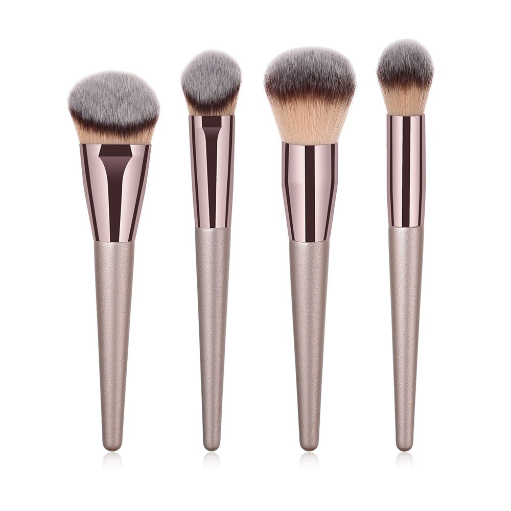 Billigste champagne træ foundation pudder kosmetisk øjenbryn øjenskygge børste kit makeup artist børste sæt værktøjer: 4 stk xb børste