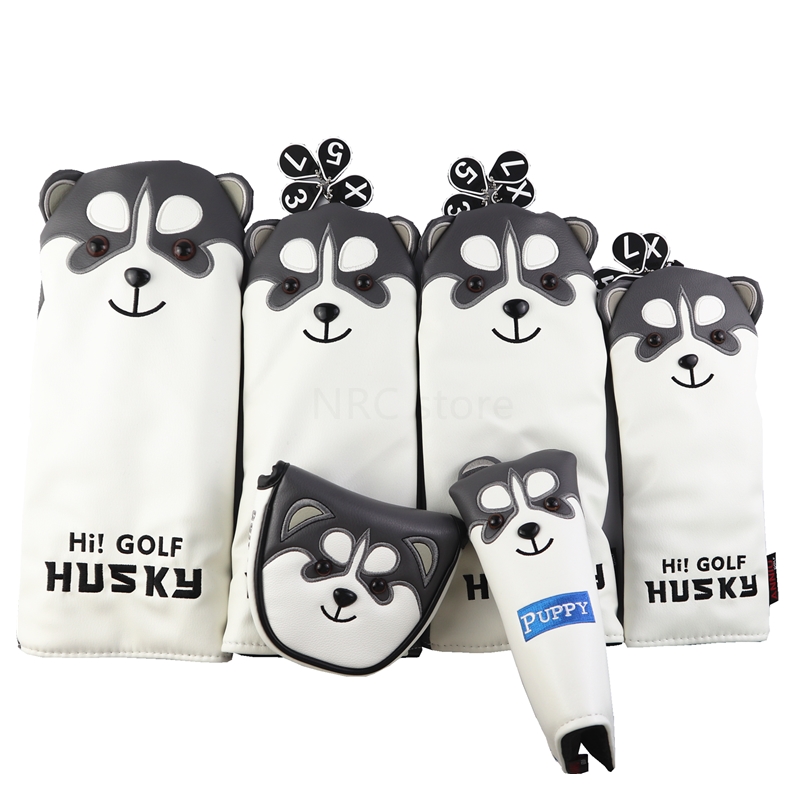 Nrc Golf Club Headcover Mooie Golf Husky Golf Driver Fairway Hout Headcovers Set Cartoon Mallet Putter Cover Iron Set