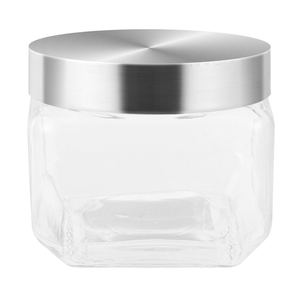 1 Pc Keuken Opslag Pot Eten Pot Roestvrij Stalen Deksel Glas Container (800Ml)