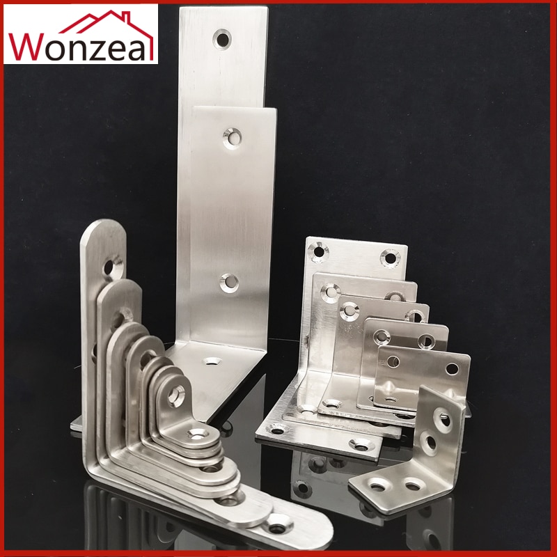 Stainless Steel L-shaped Angle Bracket 90 Degree Holder Furniture Connector Partition Triangle Fixed Block Laminated Bracket
