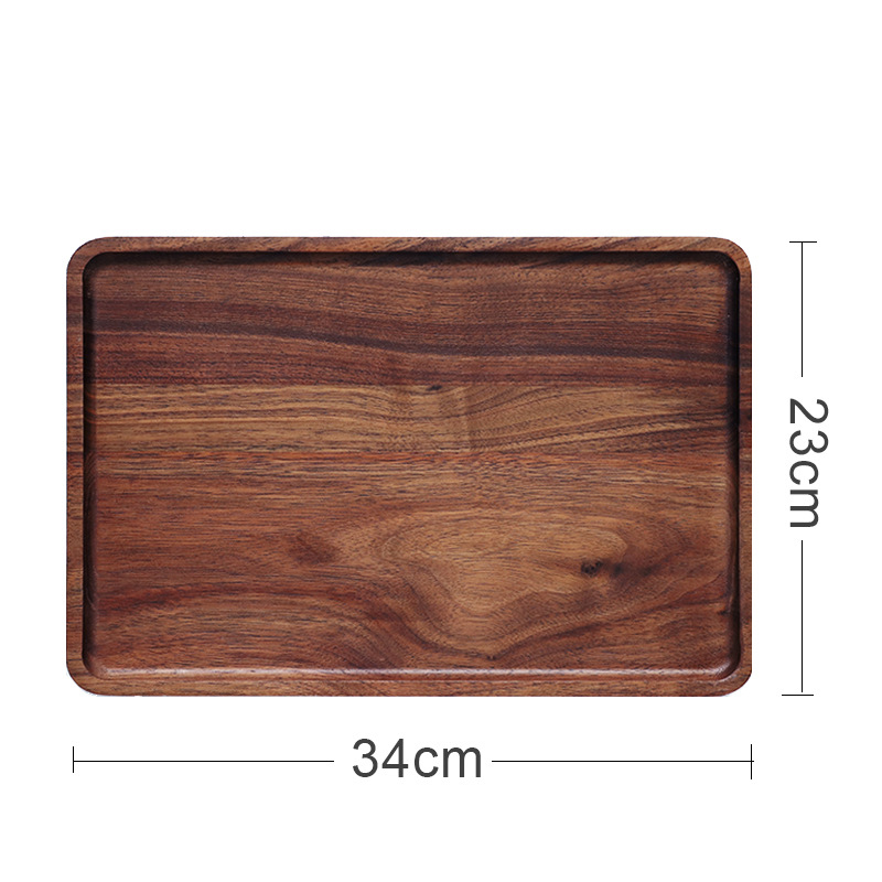 Plato Rectangular de madera de estilo japonés, Nogal Negro, plato de servicio de madera, bandeja Placa de fruta, platillo: E