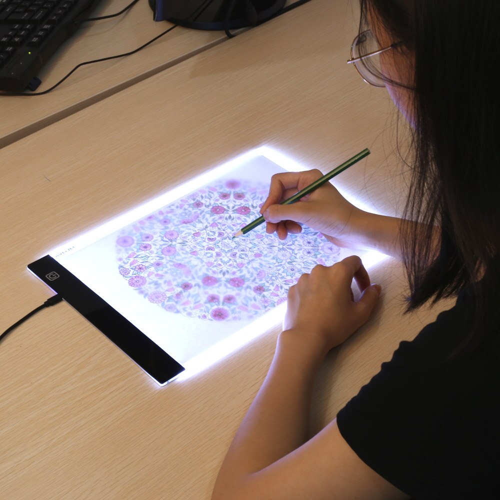 Led upplyst ritbord  a4 ljus pad ritning tablett spårplatta skiss bok tom duk för målning akvarell akrylfärg