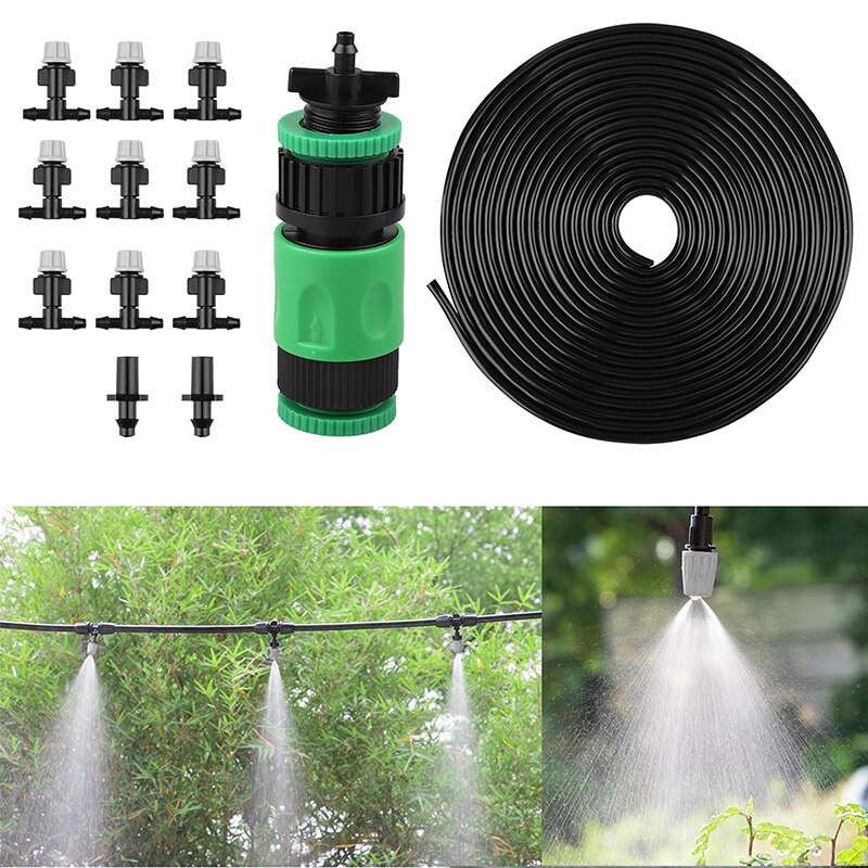 10m kjølende vanningssystemsett, selvvanning mikrosprinkler for utendørs drivhushage
