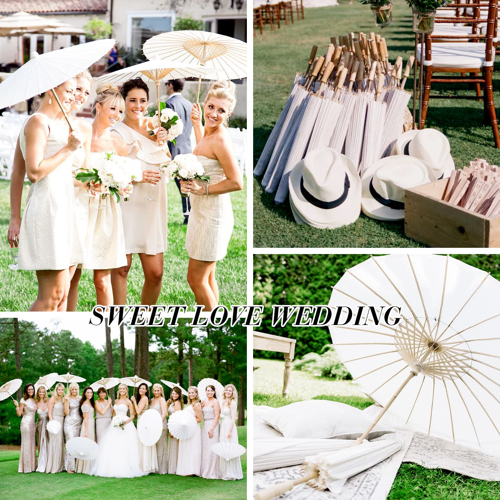 60/84cm Wedding Paper Umbrellas Chinese Wooden handle White DIY Rustic Photography Props for Baby Shower Party Wedding