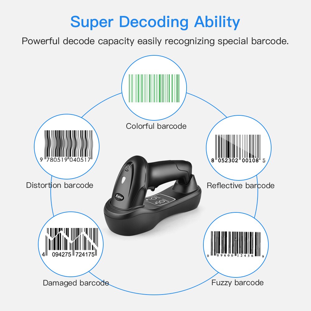 Eyoyo EY-6900D 1D Handheld Draadloze Barcode Scanner Reader Usb Cradle Ontvanger Opladen Base Bar Code Scan Draagbare Scanning