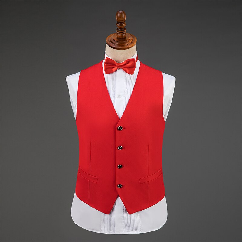 homme Costumes formel scène porter gilet + noeud papillon spectacle Costumes Performance vêtements hommes mariage Groomsman vêtements VDB861