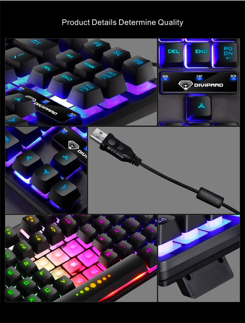 Teclado mecánico de 87 teclas para juegos por cable luminoso, Teclado USB a prueba de agua para juegos de ordenador, Teclado mecánico para jugadores