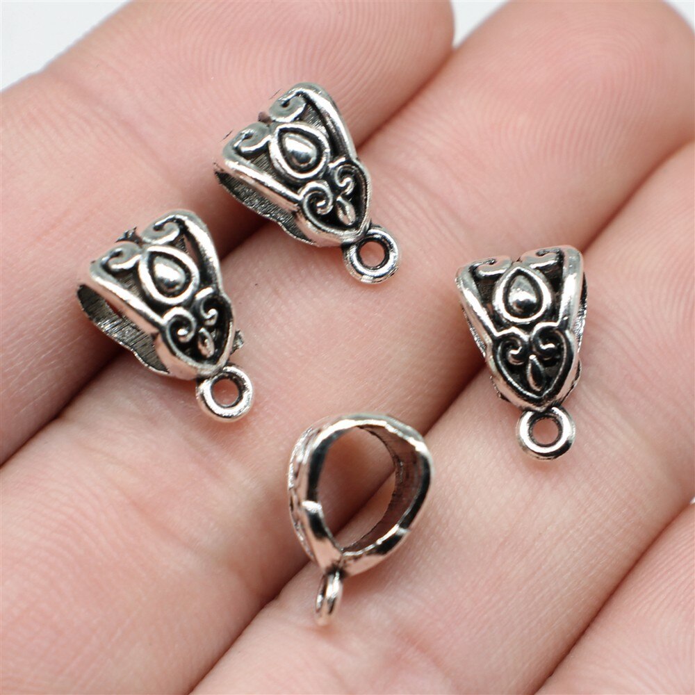 20pcs Connector Charms Bail Beads Antique Silver Color Bail Beads Charms Jewelry Findings DIY Bail Beads Charms Connector: B14438-13x8mm