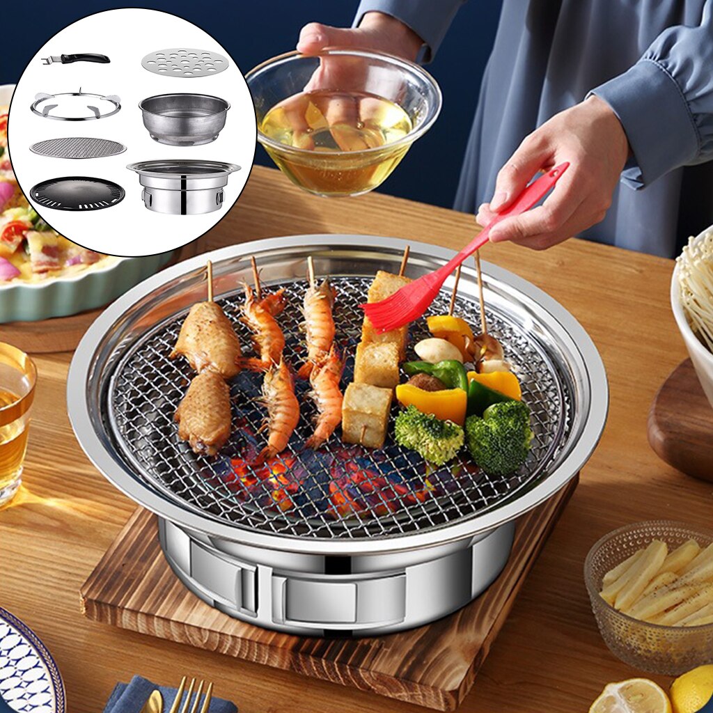 Korean Charcoal Barbecue Grill Household Korean BBQ Grill Non-stick for Home Kitchen Outdoor Garden Barbecue Stove: Standard