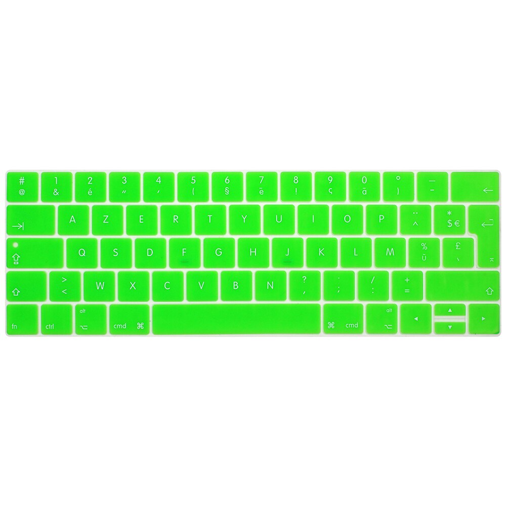 HRH ue wersja francuska Azerty cienka klawiatura obejmuje skórki silikonowe dla Macbook Pro 13 "15" A1706 A1707 A1989 A1990 A2159 pasek dotykowy: Green