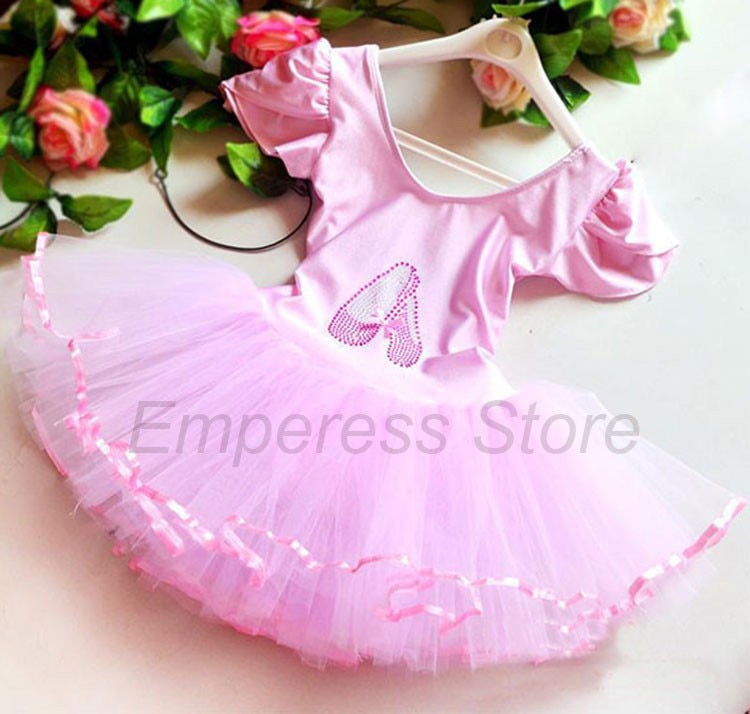 Hvid pige ballet dans børn piger flæsede kasket ærmer pailletter ballerina sko ballet dans gymnastik trikot tutu dans kjole