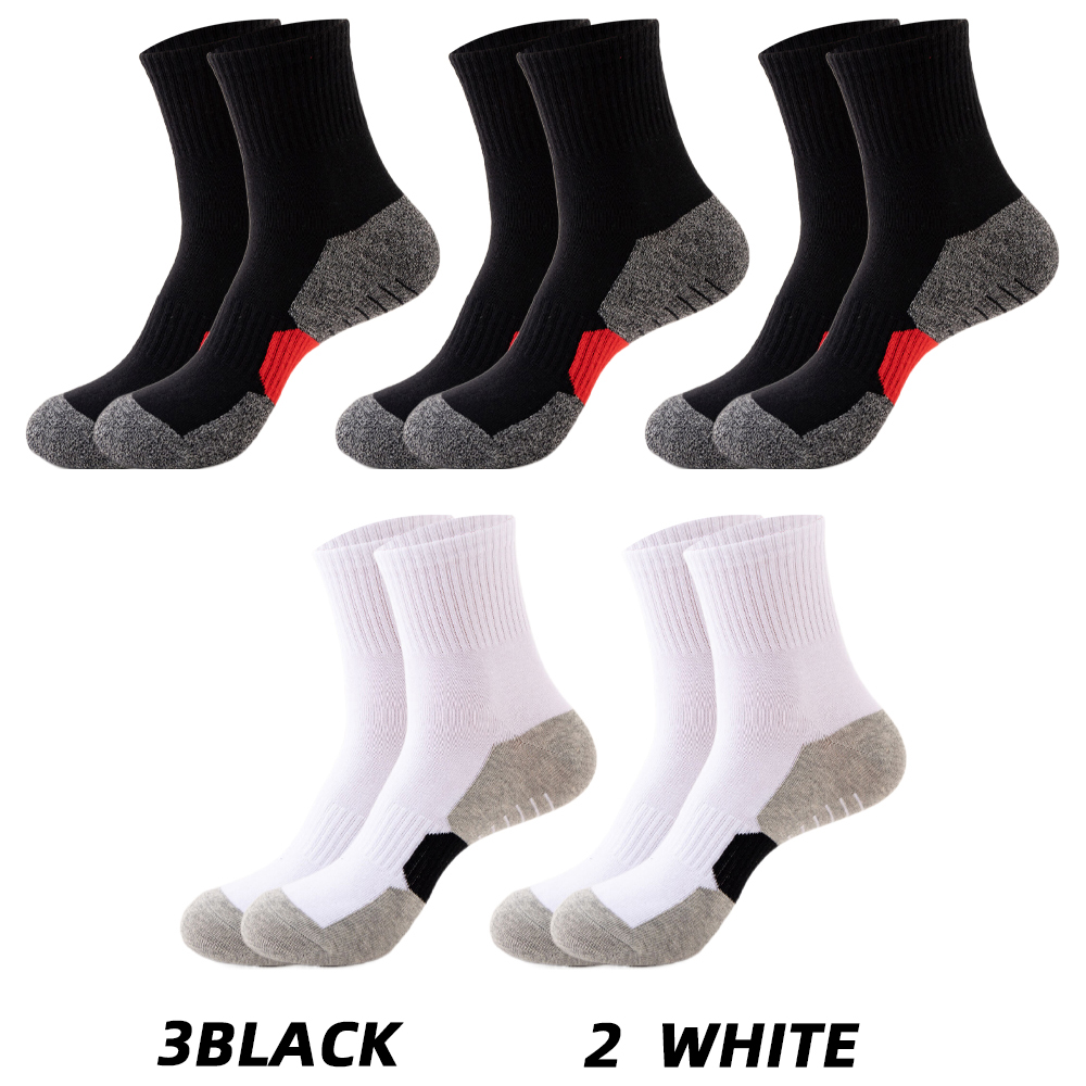 5 Pair Winter Men Socks Cotton Black Leisure Business Long Socks Walking Running Hiking Thermal Socks For Male Plus Size 38-48