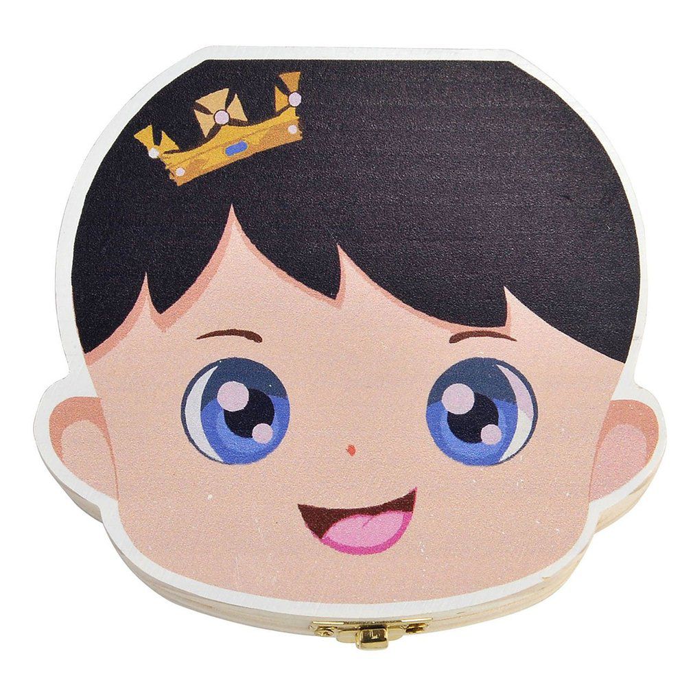 Wooden Baby Kids Tooth Storage Box English Teeth Umbilical Lanugo Organizer Keepsakes Save Baby Wood Tooth Box Storage: Color Boys