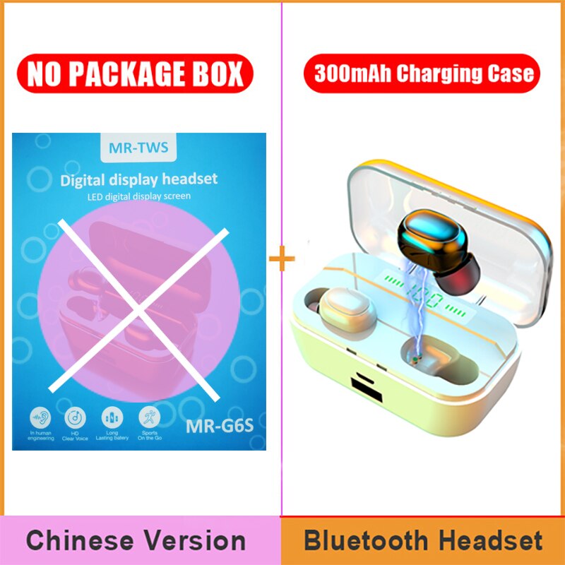 3500mAh Bluetooth Earphones Wireless Headphones Touch Control LED Display Wireless Charging Sport Waterproof Headset Earbuds: Black White