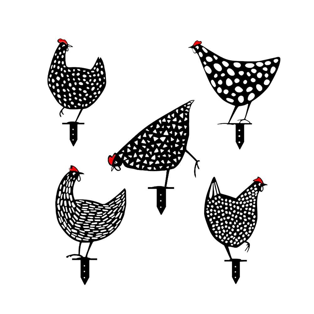 Metal Chicken Yard Art Silhouette Stake For Garden Country Yard Art Rooster Decoration