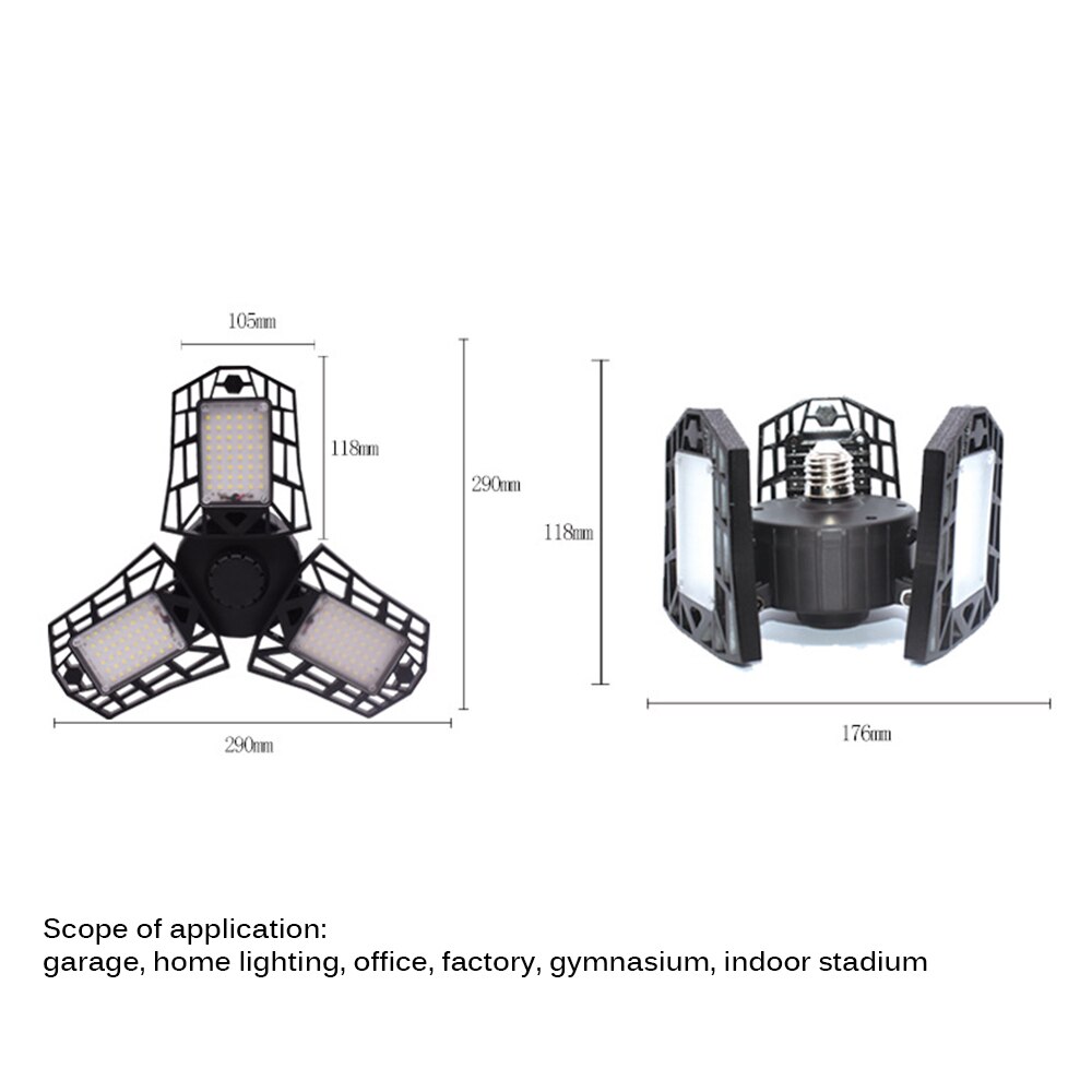 E27 Led Garage Plafond Verlichting Waterdichte 60W Led Trilights Vervorming Hoge Bay Verlichting Industriële Lamp Workshop Licht