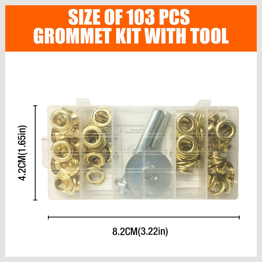 Grommets Tool Metalen Oogjes Kit, 2mm Ijzer Messing Oogje Grommet Set Instelling Gereedschap Oogje Punch Kit voor Tas Schoen Kleding Leer met Plastic Opbergdoos