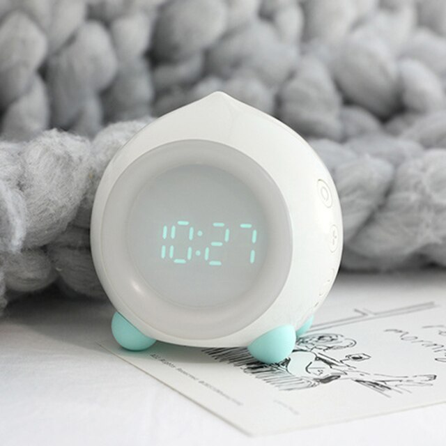 Bonito despertador multifunción Led con Bluetooth, luz de sonido para niños, estudiantes, Regular, sueño, aplicación de Reloj de escritorio, ajuste inteligente: White-Bluetooth