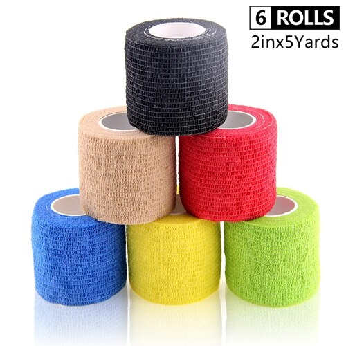 6 rollos de vendaje autoadhesivo impermeable no tejido gimnasio ejercicio deporte cinta transpirable muñequera vendaje cohesivo 5cm * 4,5 m: Varios