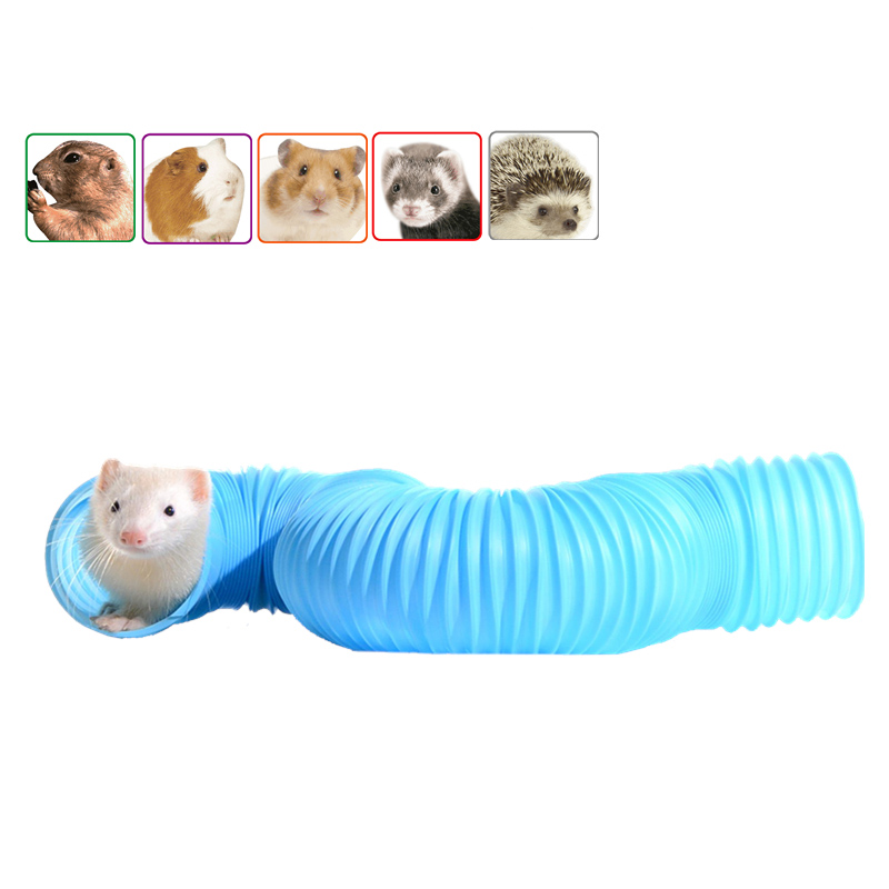 Hamster teleskopkanal kanin marsvin tunnel legetøj pink pipe lille kæledyr spil legetøj unikt: Blå